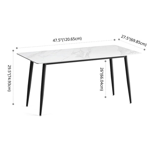 Modern Standard Sintered Stone Dining Set Rectangle Table Kitchen Dining Set in White Clearhalo 'Dining Room Sets' 'Dining Tables & Seating' 'dining_room_set' 'furn' 'furn_dining_room_set' 'Furniture' 'furniture_dining_room_set' 'Kitchen & Dining Furniture' 'kitchen&dining_furn' 'kitchen' 3369643