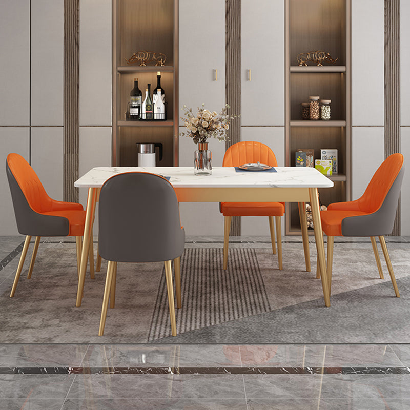 Traditional Sintered Stone Top Dining Set with 4 Gold Metallic Legs for Dining Furniture Clearhalo 'Dining Room Sets' 'Dining Tables & Seating' 'dining_room_set' 'furn' 'furn_dining_room_set' 'Furniture' 'furniture_dining_room_set' 'Kitchen & Dining Furniture' 'kitchen&dining_furn' 'kitchen' 3369664