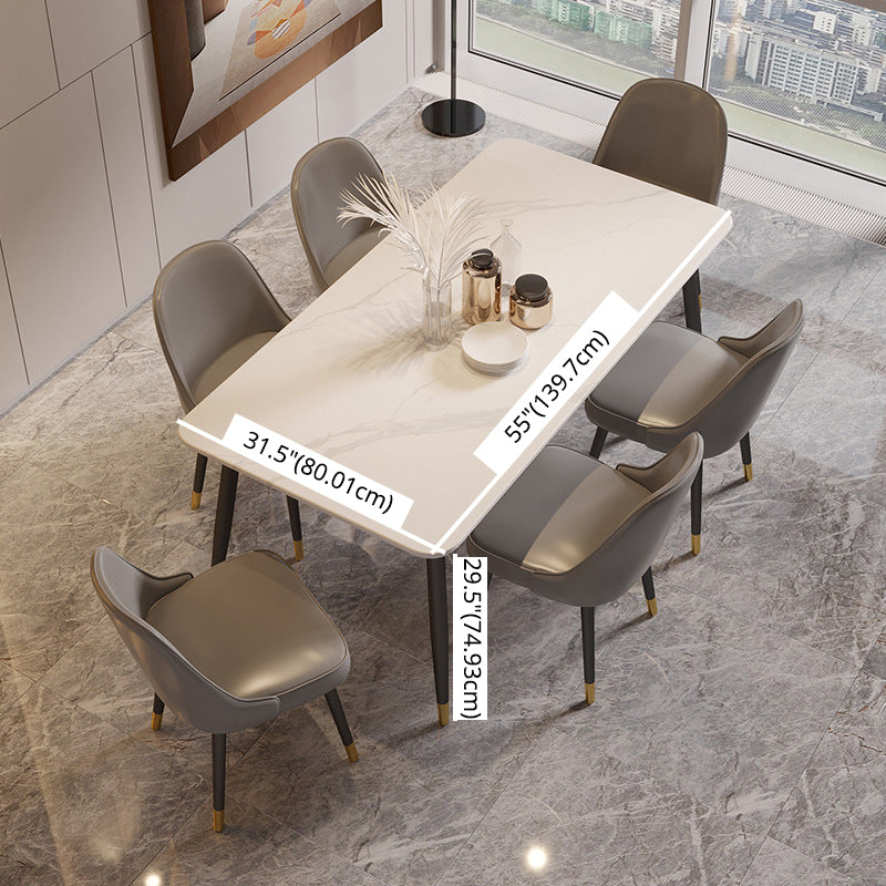 Nordic Dining Room Set Dining Table Rectangle Formal Dinette Set with Metal Base Clearhalo 'Dining Room Sets' 'Dining Tables & Seating' 'dining_room_set' 'furn' 'furn_dining_room_set' 'Furniture' 'furniture_dining_room_set' 'Kitchen & Dining Furniture' 'kitchen&dining_furn' 'kitchen' 3369696