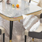 Modern Style Marble Table with White Table and 4 Black Legs Base for Home Use Clearhalo 'Dining Room Sets' 'Dining Tables & Seating' 'dining_room_set' 'furn' 'furn_dining_room_set' 'Furniture' 'furniture_dining_room_set' 'Kitchen & Dining Furniture' 'kitchen&dining_furn' 'kitchen' 3370553
