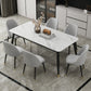 Contemporary Fixed Marble Dining Table Set with 4 Black Metallic Legs Kitchen Dining Set with 6 Chairs Clearhalo 'Dining Room Sets' 'Dining Tables & Seating' 'dining_room_set' 'furn' 'furn_dining_room_set' 'Furniture' 'furniture_dining_room_set' 'Kitchen & Dining Furniture' 'kitchen&dining_furn' 'kitchen' 3370665