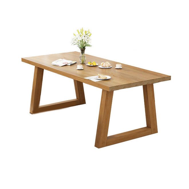 Contemporary Solid Wood Rectangle Shape Kitchen Table Set with 2 Wood Legs for Dining Room Furniture Table Only Clearhalo 'Dining Room Sets' 'Dining Tables & Seating' 'dining_room_set' 'furn' 'furn_dining_room_set' 'Furniture' 'furniture_dining_room_set' 'Kitchen & Dining Furniture' 'kitchen&dining_furn' 'kitchen' 3371493