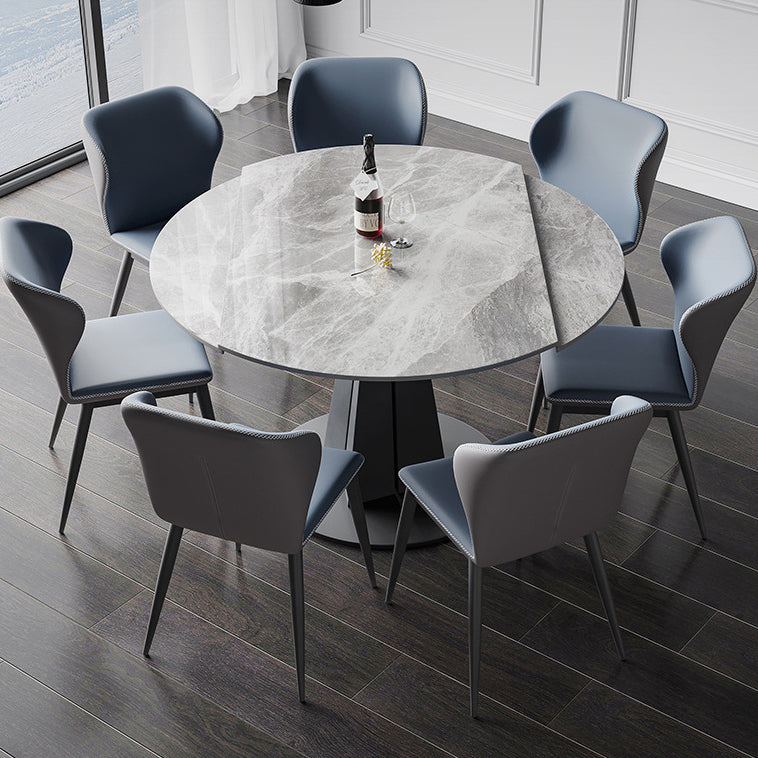 Modern Kitchen Dining Room Set with Sintered Stone Top and Black Base Dining Furniture Clearhalo 'Dining Room Sets' 'Dining Tables & Seating' 'dining_room_set' 'furn' 'furn_dining_room_set' 'Furniture' 'furniture_dining_room_set' 'Kitchen & Dining Furniture' 'kitchen&dining_furn' 'kitchen' 3375996