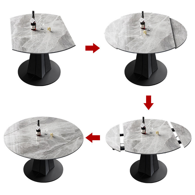 Modern Kitchen Dining Room Set with Sintered Stone Top and Black Base Dining Furniture Clearhalo 'Dining Room Sets' 'Dining Tables & Seating' 'dining_room_set' 'furn' 'furn_dining_room_set' 'Furniture' 'furniture_dining_room_set' 'Kitchen & Dining Furniture' 'kitchen&dining_furn' 'kitchen' 3376000