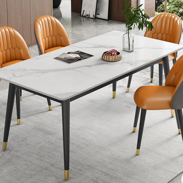 Modern Sintered Stone Dining Room Set with Rectangle Top and Black Base Dining Furniture for Kitchen Clearhalo 'Dining Room Sets' 'Dining Tables & Seating' 'dining_room_set' 'furn' 'furn_dining_room_set' 'Furniture' 'furniture_dining_room_set' 'Kitchen & Dining Furniture' 'kitchen&dining_furn' 'kitchen' 3376054