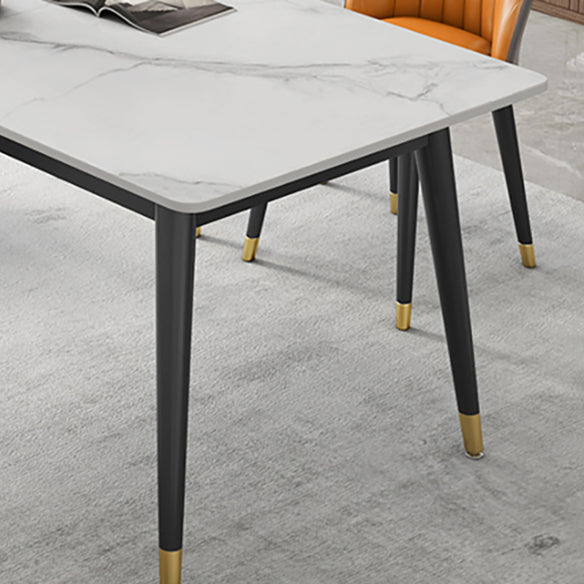 Modern Sintered Stone Dining Room Set with Rectangle Top and Black Base Dining Furniture for Kitchen Clearhalo 'Dining Room Sets' 'Dining Tables & Seating' 'dining_room_set' 'furn' 'furn_dining_room_set' 'Furniture' 'furniture_dining_room_set' 'Kitchen & Dining Furniture' 'kitchen&dining_furn' 'kitchen' 3376055