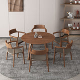 Round Contemporary Fixed Solid Wood Dining Room Table with Solid Wood Legs Kitchen Dining Set Clearhalo 'Dining Room Sets' 'Dining Tables & Seating' 'dining_room_set' 'furn' 'furn_dining_room_set' 'Furniture' 'furniture_dining_room_set' 'Kitchen & Dining Furniture' 'kitchen&dining_furn' 'kitchen' 3376066