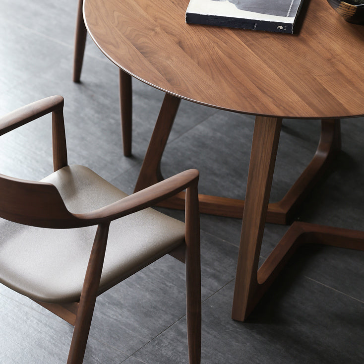 Round Contemporary Fixed Solid Wood Dining Room Table with Solid Wood Legs Kitchen Dining Set Clearhalo 'Dining Room Sets' 'Dining Tables & Seating' 'dining_room_set' 'furn' 'furn_dining_room_set' 'Furniture' 'furniture_dining_room_set' 'Kitchen & Dining Furniture' 'kitchen&dining_furn' 'kitchen' 3376070