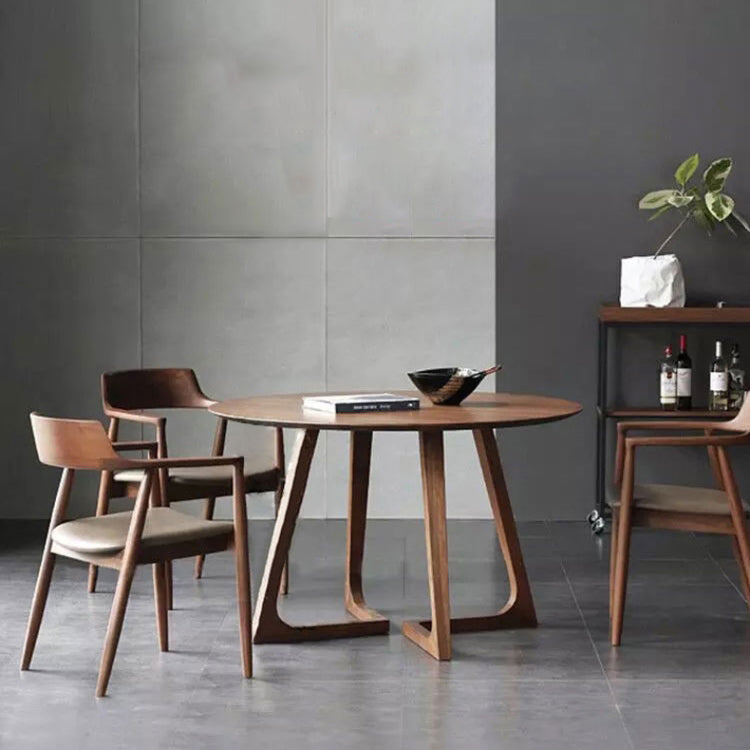 Round Contemporary Fixed Solid Wood Dining Room Table with Solid Wood Legs Kitchen Dining Set Clearhalo 'Dining Room Sets' 'Dining Tables & Seating' 'dining_room_set' 'furn' 'furn_dining_room_set' 'Furniture' 'furniture_dining_room_set' 'Kitchen & Dining Furniture' 'kitchen&dining_furn' 'kitchen' 3376075