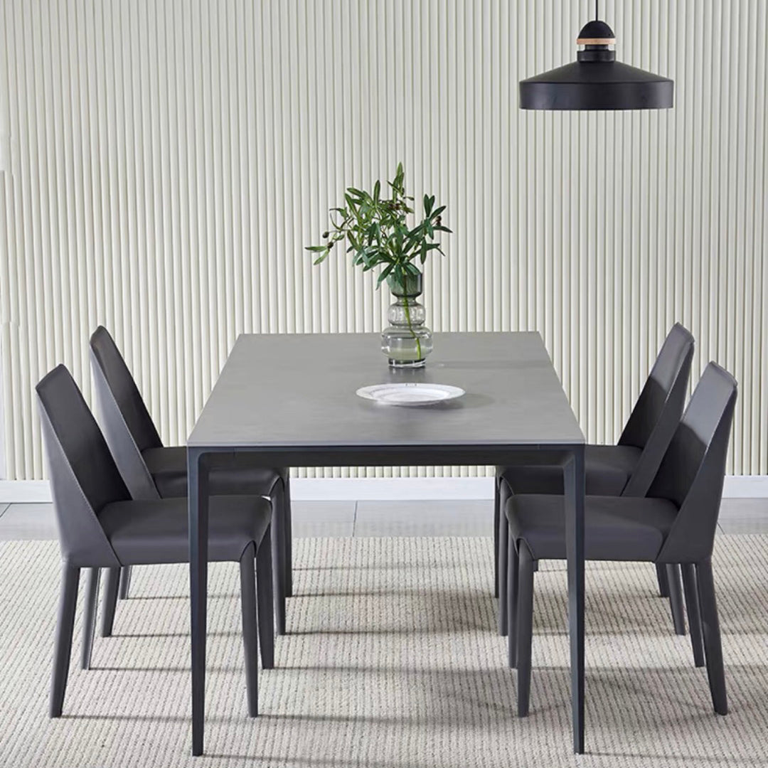 Standard Sintered Stone Top Dining Set with 4 Black Metallic Legs for Dining Furniture Clearhalo 'Dining Room Sets' 'Dining Tables & Seating' 'dining_room_set' 'furn' 'furn_dining_room_set' 'Furniture' 'furniture_dining_room_set' 'Kitchen & Dining Furniture' 'kitchen&dining_furn' 'kitchen' 3376078
