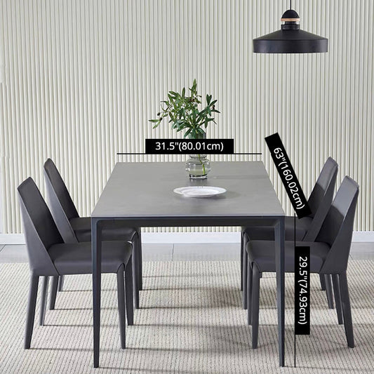 Standard Sintered Stone Top Dining Set with 4 Black Metallic Legs for Dining Furniture Clearhalo 'Dining Room Sets' 'Dining Tables & Seating' 'dining_room_set' 'furn' 'furn_dining_room_set' 'Furniture' 'furniture_dining_room_set' 'Kitchen & Dining Furniture' 'kitchen&dining_furn' 'kitchen' 3376084