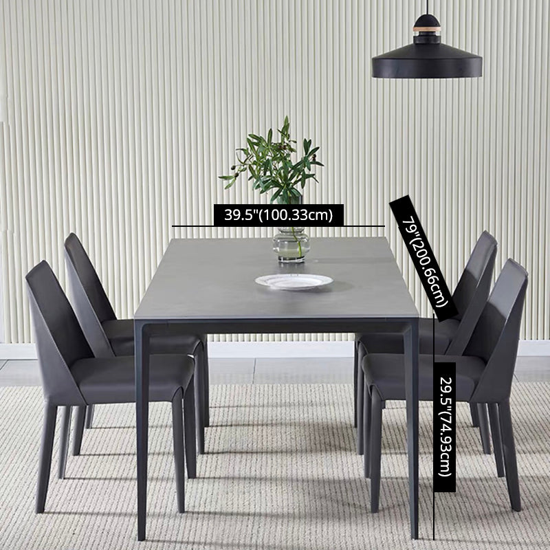Standard Sintered Stone Top Dining Set with 4 Black Metallic Legs for Dining Furniture Clearhalo 'Dining Room Sets' 'Dining Tables & Seating' 'dining_room_set' 'furn' 'furn_dining_room_set' 'Furniture' 'furniture_dining_room_set' 'Kitchen & Dining Furniture' 'kitchen&dining_furn' 'kitchen' 3376086