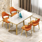 Standard Sintered Stone Top Dining Set with 2 Gold Metallic Legs for Dining Furniture Orange 5 Piece Set Clearhalo 'Dining Room Sets' 'Dining Tables & Seating' 'dining_room_set' 'furn' 'furn_dining_room_set' 'Furniture' 'furniture_dining_room_set' 'Kitchen & Dining Furniture' 'kitchen&dining_furn' 'kitchen' 3376098