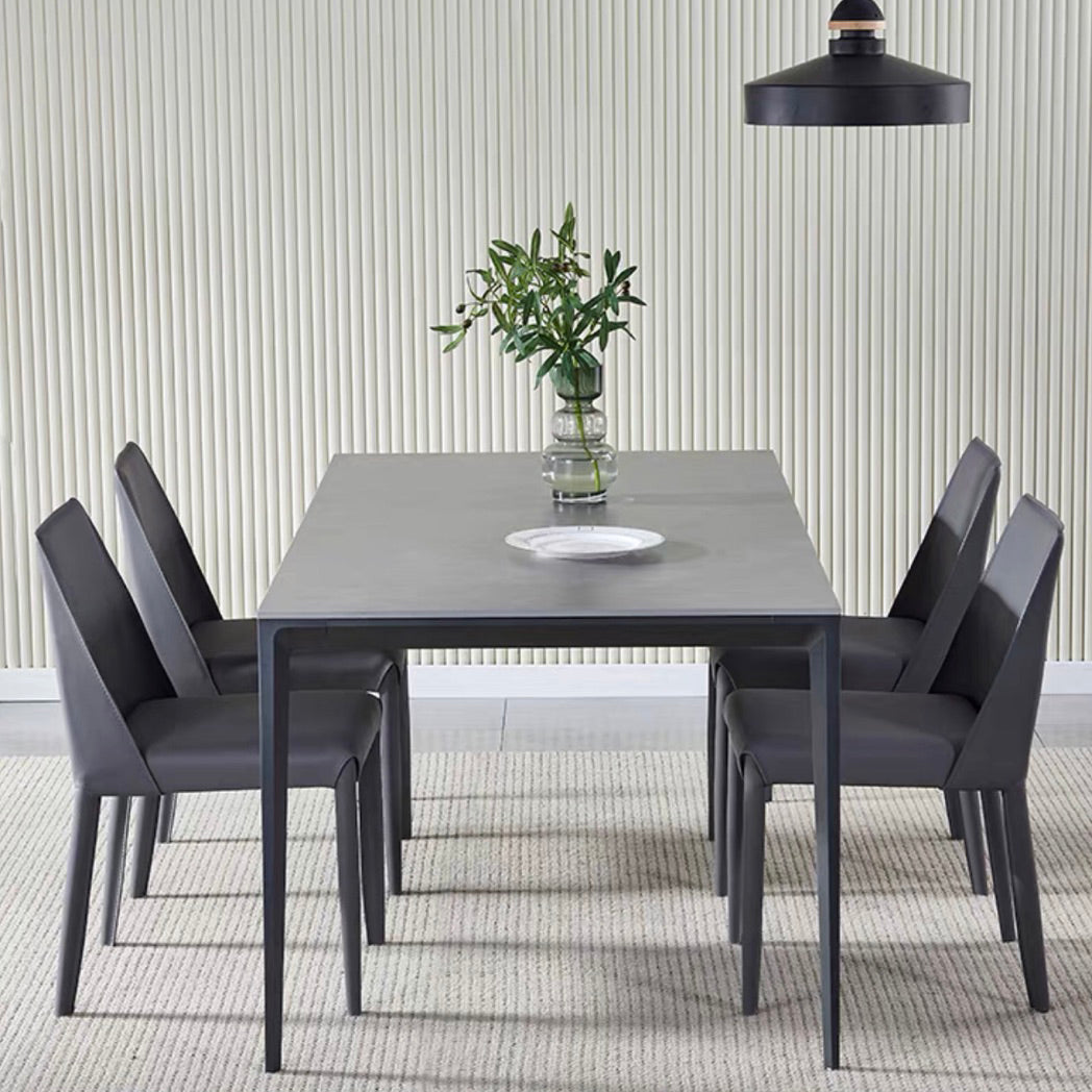 Standard Sintered Stone Top Dining Set with Black Metallic Legs Base for Dining Furniture Clearhalo 'Dining Room Sets' 'Dining Tables & Seating' 'dining_room_set' 'furn' 'furn_dining_room_set' 'Furniture' 'furniture_dining_room_set' 'Kitchen & Dining Furniture' 'kitchen&dining_furn' 'kitchen' 3376116