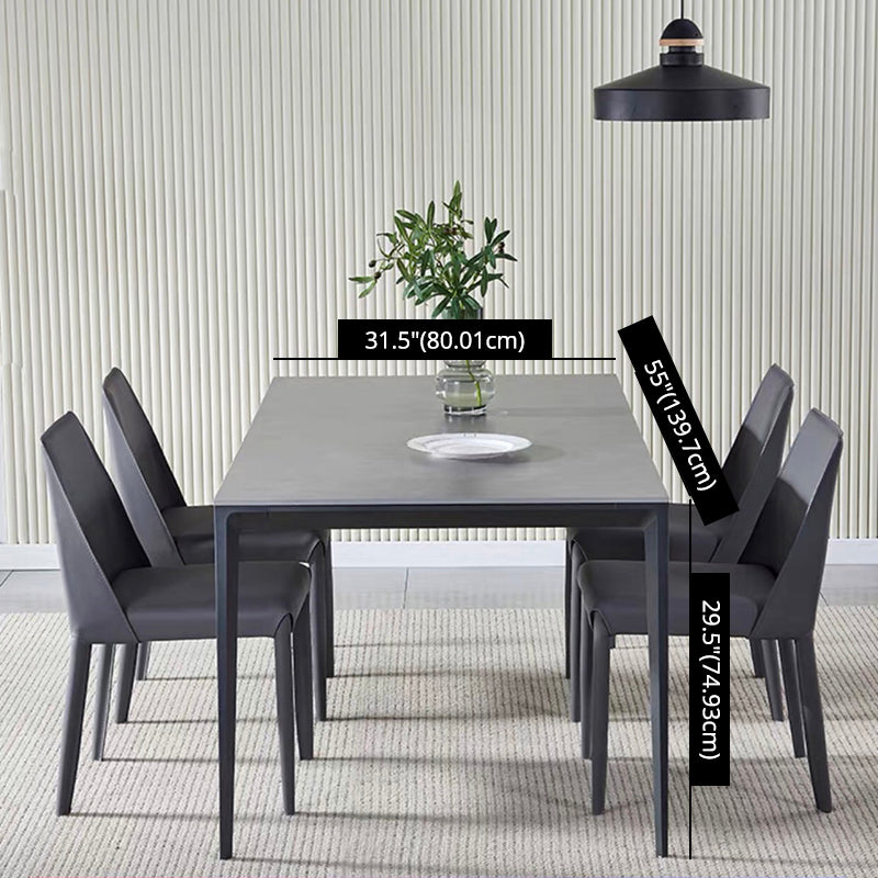 Standard Sintered Stone Top Dining Set with Black Metallic Legs Base for Dining Furniture Clearhalo 'Dining Room Sets' 'Dining Tables & Seating' 'dining_room_set' 'furn' 'furn_dining_room_set' 'Furniture' 'furniture_dining_room_set' 'Kitchen & Dining Furniture' 'kitchen&dining_furn' 'kitchen' 3376122