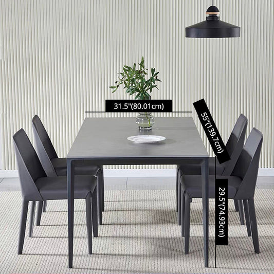 Standard Sintered Stone Top Dining Set with Black Metallic Legs Base for Dining Furniture Clearhalo 'Dining Room Sets' 'Dining Tables & Seating' 'dining_room_set' 'furn' 'furn_dining_room_set' 'Furniture' 'furniture_dining_room_set' 'Kitchen & Dining Furniture' 'kitchen&dining_furn' 'kitchen' 3376122