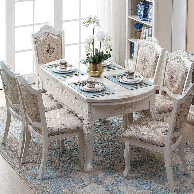 Victorian Dining Room Set Standard Height with Rectangle Top 4 Legs Base Dining Furniture Pink 7 Piece Set Clearhalo 'Dining Room Sets' 'Dining Tables & Seating' 'dining_room_set' 'furn' 'furn_dining_room_set' 'Furniture' 'furniture_dining_room_set' 'Kitchen & Dining Furniture' 'kitchen&dining_furn' 'kitchen' 3376152