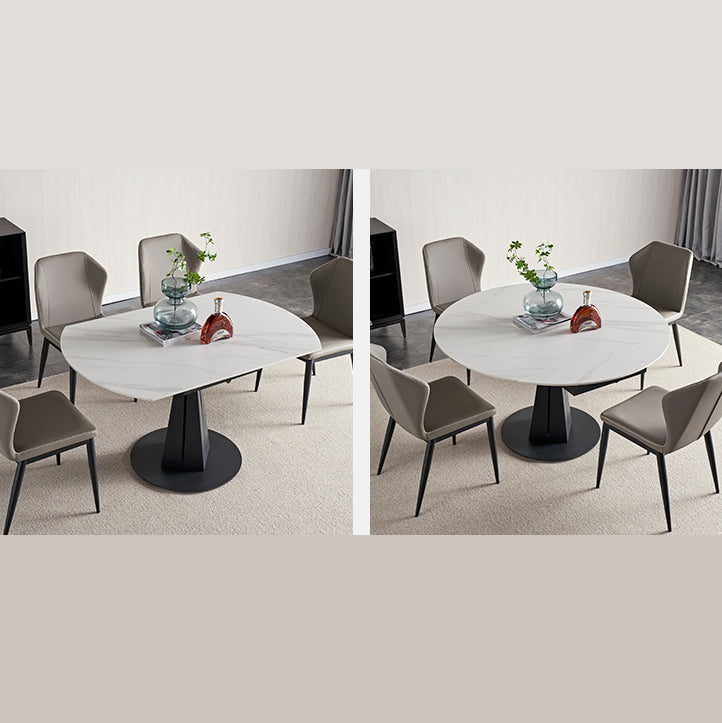 Modern Kitchen Dining Room Set with Sintered Stone Top and Black Base Dining Furniture Set Clearhalo 'Dining Room Sets' 'Dining Tables & Seating' 'dining_room_set' 'furn' 'furn_dining_room_set' 'Furniture' 'furniture_dining_room_set' 'Kitchen & Dining Furniture' 'kitchen&dining_furn' 'kitchen' 3376162