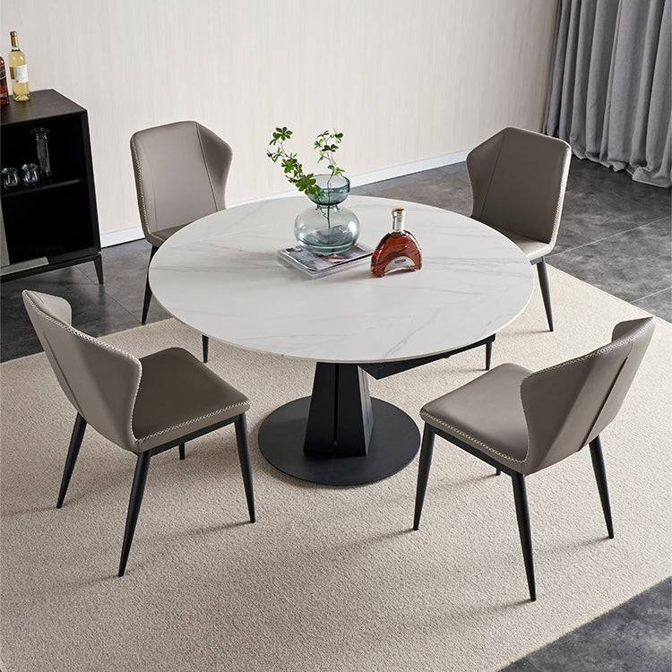 Modern Kitchen Dining Room Set with Sintered Stone Top and Black Base Dining Furniture Set Clearhalo 'Dining Room Sets' 'Dining Tables & Seating' 'dining_room_set' 'furn' 'furn_dining_room_set' 'Furniture' 'furniture_dining_room_set' 'Kitchen & Dining Furniture' 'kitchen&dining_furn' 'kitchen' 3376172