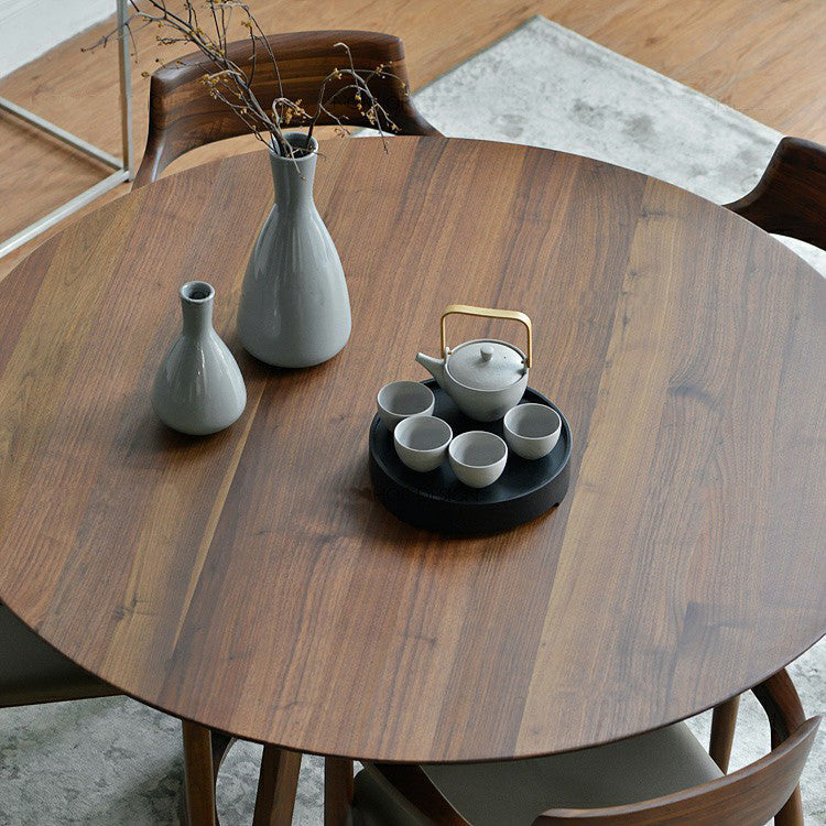Round Standard Solid Wood Top Dining Set with Solid Brown Wood Legs for Dining Furniture Clearhalo 'Dining Room Sets' 'Dining Tables & Seating' 'dining_room_set' 'furn' 'furn_dining_room_set' 'Furniture' 'furniture_dining_room_set' 'Kitchen & Dining Furniture' 'kitchen&dining_furn' 'kitchen' 3376179