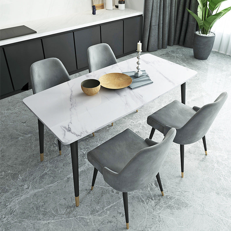 Dining Set Modern with Sintered Stone Rectangle Table and Padded Chairs Clearhalo 'Dining Room Sets' 'Dining Tables & Seating' 'dining_room_set' 'furn' 'furn_dining_room_set' 'Furniture' 'furniture_dining_room_set' 'Kitchen & Dining Furniture' 'kitchen&dining_furn' 'kitchen' 3376190