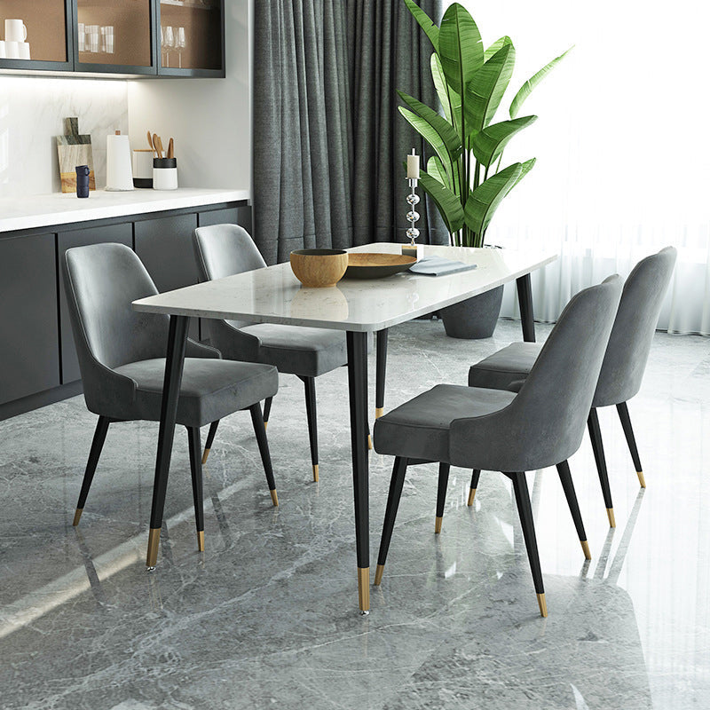 Dining Set Modern with Sintered Stone Rectangle Table and Padded Chairs Clearhalo 'Dining Room Sets' 'Dining Tables & Seating' 'dining_room_set' 'furn' 'furn_dining_room_set' 'Furniture' 'furniture_dining_room_set' 'Kitchen & Dining Furniture' 'kitchen&dining_furn' 'kitchen' 3376191