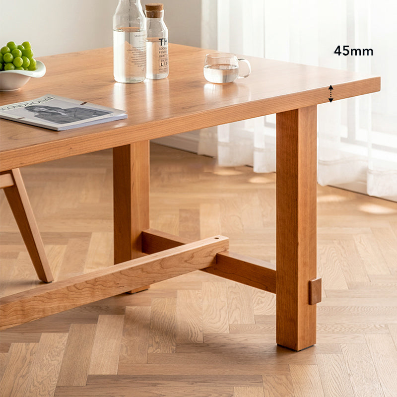 Fixed Farmhouse Style Solid Wood Top Kitchen Table Set of 4 Brown for Dining Room Clearhalo 'Dining Room Sets' 'Dining Tables & Seating' 'dining_room_set' 'furn' 'furn_dining_room_set' 'Furniture' 'furniture_dining_room_set' 'Kitchen & Dining Furniture' 'kitchen&dining_furn' 'kitchen' 3376209