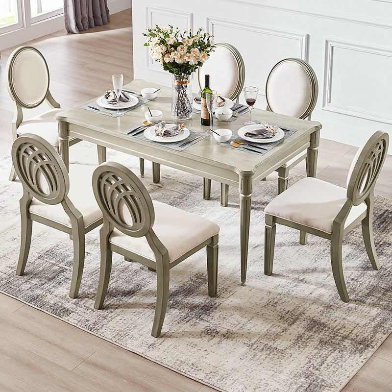 Modern Farmhouse Dining Table Set with 4 Legs Base Dining Room Furniture for Home Use 7 Piece Set Clearhalo 'Dining Room Sets' 'Dining Tables & Seating' 'dining_room_set' 'furn' 'furn_dining_room_set' 'Furniture' 'furniture_dining_room_set' 'Kitchen & Dining Furniture' 'kitchen&dining_furn' 'kitchen' 3376244