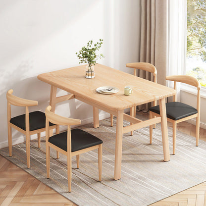 Modern Rectangle Shape Standard Dining Set MDF Kitchen Dining Set in Khaki Natural 5 Piece Set Clearhalo 'Dining Room Sets' 'Dining Tables & Seating' 'dining_room_set' 'furn' 'furn_dining_room_set' 'Furniture' 'furniture_dining_room_set' 'Kitchen & Dining Furniture' 'kitchen&dining_furn' 'kitchen' 3376273