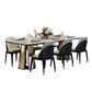 Minimalist Style Marble Dining Set with Traditional Height Table and Double Pedestal Base Clearhalo 'Dining Room Sets' 'Dining Tables & Seating' 'dining_room_set' 'furn' 'furn_dining_room_set' 'Furniture' 'furniture_dining_room_set' 'Kitchen & Dining Furniture' 'kitchen&dining_furn' 'kitchen' 3384815