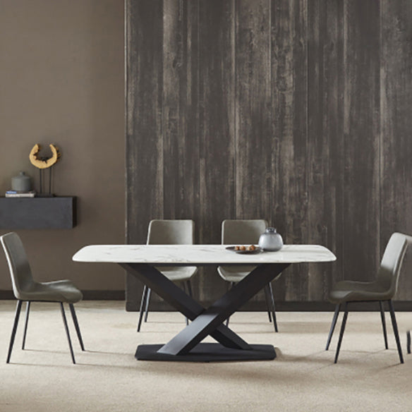 Fixed Sintered Stone Dining Room Set of with Pedestal Base Table Dining Room Furniture for Home 5 Piece Set Clearhalo 'Dining Room Sets' 'Dining Tables & Seating' 'dining_room_set' 'furn' 'furn_dining_room_set' 'Furniture' 'furniture_dining_room_set' 'Kitchen & Dining Furniture' 'kitchen&dining_furn' 'kitchen' 3384824