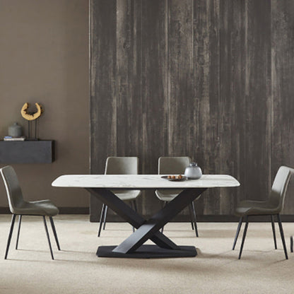 Fixed Sintered Stone Dining Room Set of with Pedestal Base Table Dining Room Furniture for Home 5 Piece Set Clearhalo 'Dining Room Sets' 'Dining Tables & Seating' 'dining_room_set' 'furn' 'furn_dining_room_set' 'Furniture' 'furniture_dining_room_set' 'Kitchen & Dining Furniture' 'kitchen&dining_furn' 'kitchen' 3384824