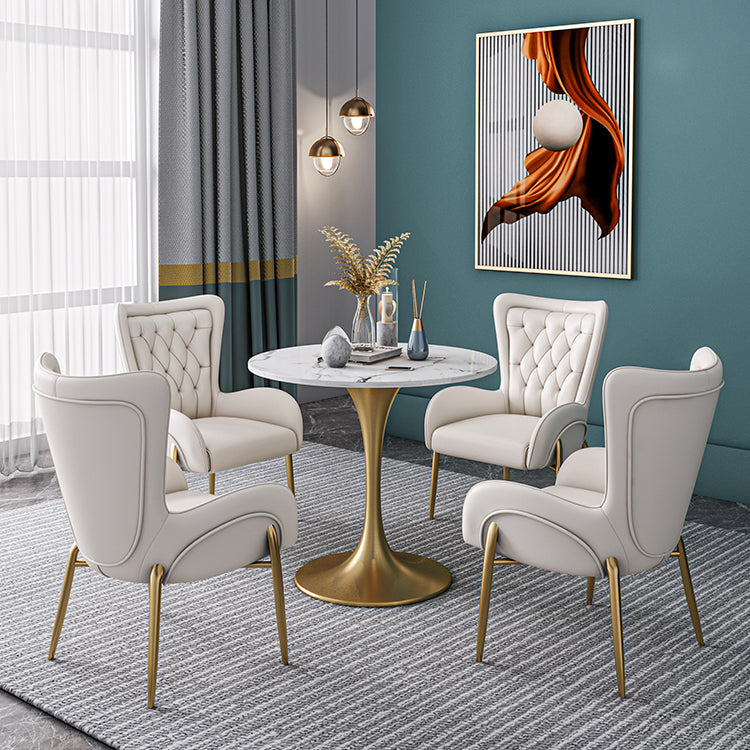 Sintered Stone Scandinavian Dining¬†Room¬†Table¬†Set with Round Table and Metal Base Dinette Set Clearhalo 'Dining Room Sets' 'Dining Tables & Seating' 'dining_room_set' 'furn' 'furn_dining_room_set' 'Furniture' 'furniture_dining_room_set' 'Kitchen & Dining Furniture' 'Kitchen Furniture' 'kitchen&dining_furn' 'kitchen' '„Éõ„Éº„É†' 3384851