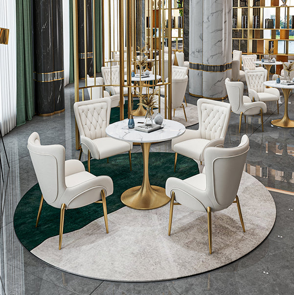 Sintered Stone Scandinavian Dining¬†Room¬†Table¬†Set with Round Table and Metal Base Dinette Set Clearhalo 'Dining Room Sets' 'Dining Tables & Seating' 'dining_room_set' 'furn' 'furn_dining_room_set' 'Furniture' 'furniture_dining_room_set' 'Kitchen & Dining Furniture' 'Kitchen Furniture' 'kitchen&dining_furn' 'kitchen' '„Éõ„Éº„É†' 3384852