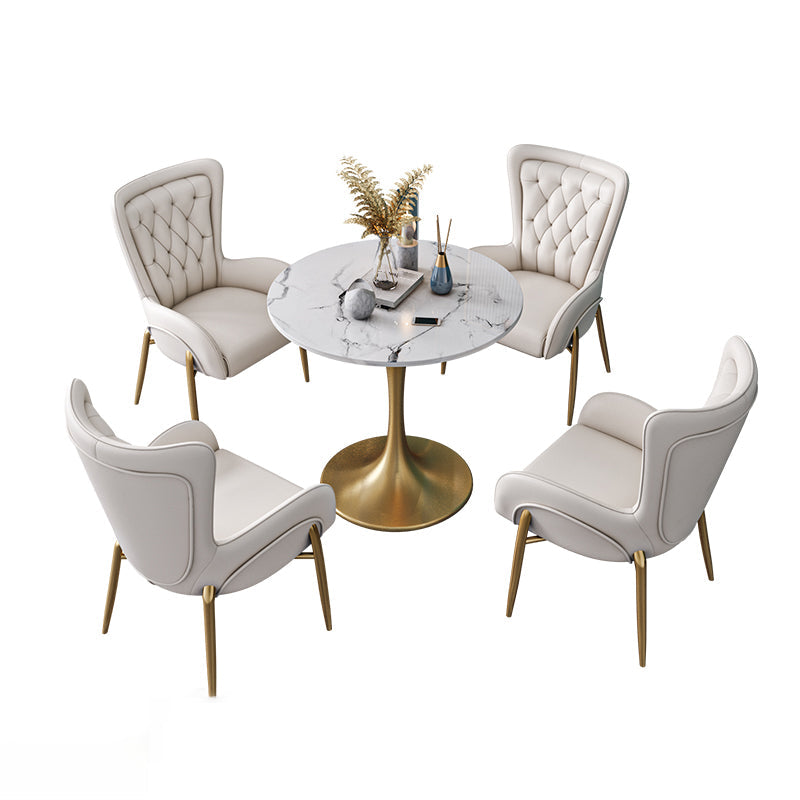 Sintered Stone Scandinavian Dining¬†Room¬†Table¬†Set with Round Table and Metal Base Dinette Set Clearhalo 'Dining Room Sets' 'Dining Tables & Seating' 'dining_room_set' 'furn' 'furn_dining_room_set' 'Furniture' 'furniture_dining_room_set' 'Kitchen & Dining Furniture' 'Kitchen Furniture' 'kitchen&dining_furn' 'kitchen' '„Éõ„Éº„É†' 3384858