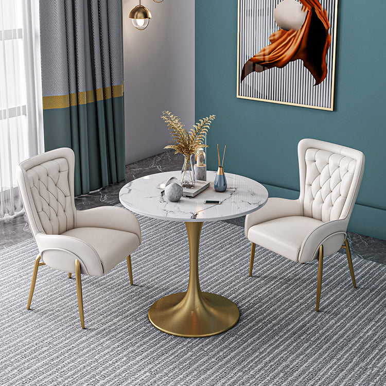 Sintered Stone Scandinavian Dining¬†Room¬†Table¬†Set with Round Table and Metal Base Dinette Set Clearhalo 'Dining Room Sets' 'Dining Tables & Seating' 'dining_room_set' 'furn' 'furn_dining_room_set' 'Furniture' 'furniture_dining_room_set' 'Kitchen & Dining Furniture' 'Kitchen Furniture' 'kitchen&dining_furn' 'kitchen' '„Éõ„Éº„É†' 3384863