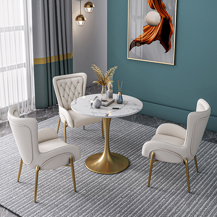 Sintered Stone Scandinavian Dining¬†Room¬†Table¬†Set with Round Table and Metal Base Dinette Set Clearhalo 'Dining Room Sets' 'Dining Tables & Seating' 'dining_room_set' 'furn' 'furn_dining_room_set' 'Furniture' 'furniture_dining_room_set' 'Kitchen & Dining Furniture' 'Kitchen Furniture' 'kitchen&dining_furn' 'kitchen' '„Éõ„Éº„É†' 3384865