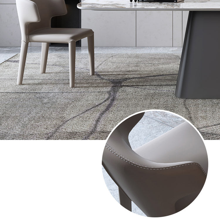 Minimalist Style Sintered Stone Dining Table with White Fixed Table and Pedestal Base for Home Use Clearhalo 'Dining Room Sets' 'Dining Tables & Seating' 'dining_room_set' 'furn' 'furn_dining_room_set' 'Furniture' 'furniture_dining_room_set' 'Kitchen & Dining Furniture' 'kitchen&dining_furn' 'kitchen' 3384876