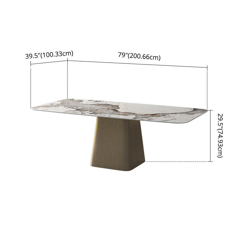 Minimalist Style Sintered Stone Dining Table with White Fixed Table and Pedestal Base for Home Use Clearhalo 'Dining Room Sets' 'Dining Tables & Seating' 'dining_room_set' 'furn' 'furn_dining_room_set' 'Furniture' 'furniture_dining_room_set' 'Kitchen & Dining Furniture' 'kitchen&dining_furn' 'kitchen' 3384877