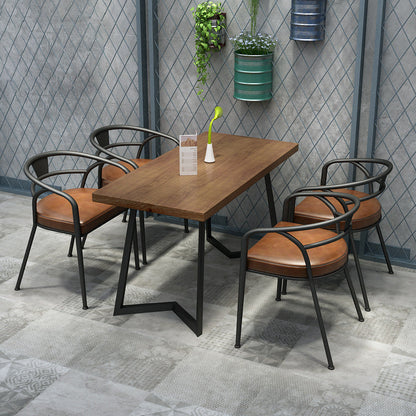 Industrial Style Rectangle Shape Dinette Set Solid Wood Top Dining Table Furniture for Dining Room 5 Piece Set Clearhalo 'Dining Room Sets' 'Dining Tables & Seating' 'dining_room_set' 'furn' 'furn_dining_room_set' 'Furniture' 'furniture_dining_room_set' 'Kitchen & Dining Furniture' 'kitchen&dining_furn' 'kitchen' 3384882