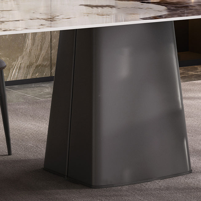 Minimalist Style Dining Table with White Fixed Table and Pedestal Base for Home Use Clearhalo 'Dining Room Sets' 'Dining Tables & Seating' 'dining_room_set' 'furn' 'furn_dining_room_set' 'Furniture' 'furniture_dining_room_set' 'Kitchen & Dining Furniture' 'kitchen&dining_furn' 'kitchen' 3384901