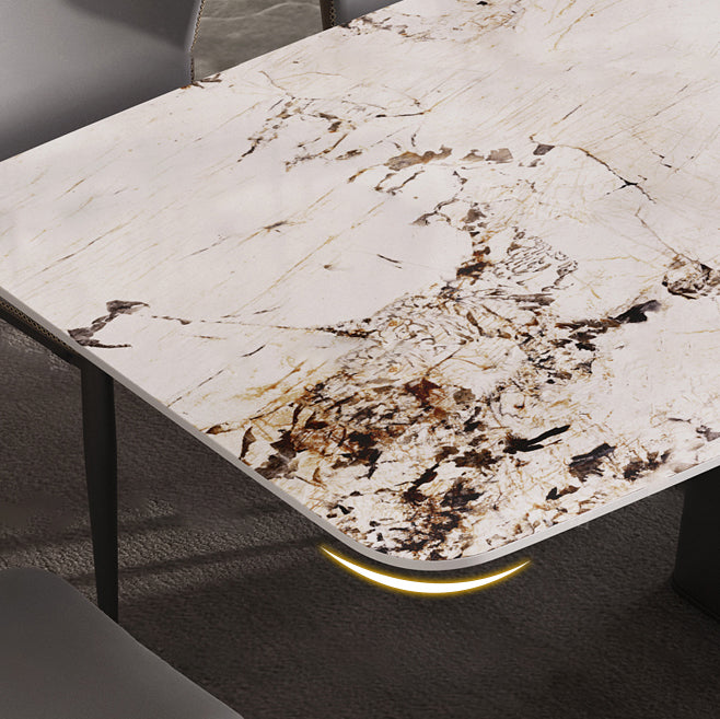 Minimalist Style Dining Table with White Fixed Table and Pedestal Base for Home Use Clearhalo 'Dining Room Sets' 'Dining Tables & Seating' 'dining_room_set' 'furn' 'furn_dining_room_set' 'Furniture' 'furniture_dining_room_set' 'Kitchen & Dining Furniture' 'kitchen&dining_furn' 'kitchen' 3384902