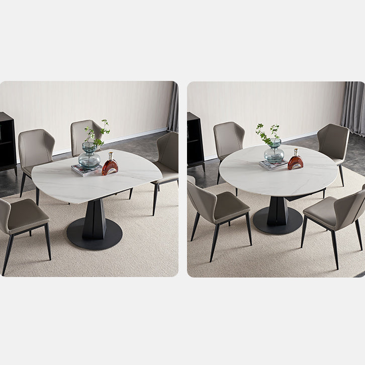 Modern Style Sintered Stone White Dining¬†Room¬†Set with Round Table Dining Table Furniture Clearhalo 'Dining Room Sets' 'Dining Tables & Seating' 'dining_room_set' 'furn' 'furn_dining_room_set' 'Furniture' 'furniture_dining_room_set' 'Kitchen & Dining Furniture' 'kitchen&dining_furn' 'kitchen' 3384916