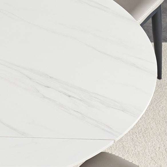 Modern Style Sintered Stone White Dining¬†Room¬†Set with Round Table Dining Table Furniture Clearhalo 'Dining Room Sets' 'Dining Tables & Seating' 'dining_room_set' 'furn' 'furn_dining_room_set' 'Furniture' 'furniture_dining_room_set' 'Kitchen & Dining Furniture' 'kitchen&dining_furn' 'kitchen' 3384919