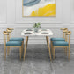 Sintered Stone Scandinavian Dining Room Set with Rectangle Table and Metal Base Dining Set Blue 5 Piece Set Clearhalo 'Dining Room Sets' 'Dining Tables & Seating' 'dining_room_set' 'furn' 'furn_dining_room_set' 'Furniture' 'furniture_dining_room_set' 'Kitchen & Dining Furniture' 'kitchen&dining_furn' 'kitchen' 3384944