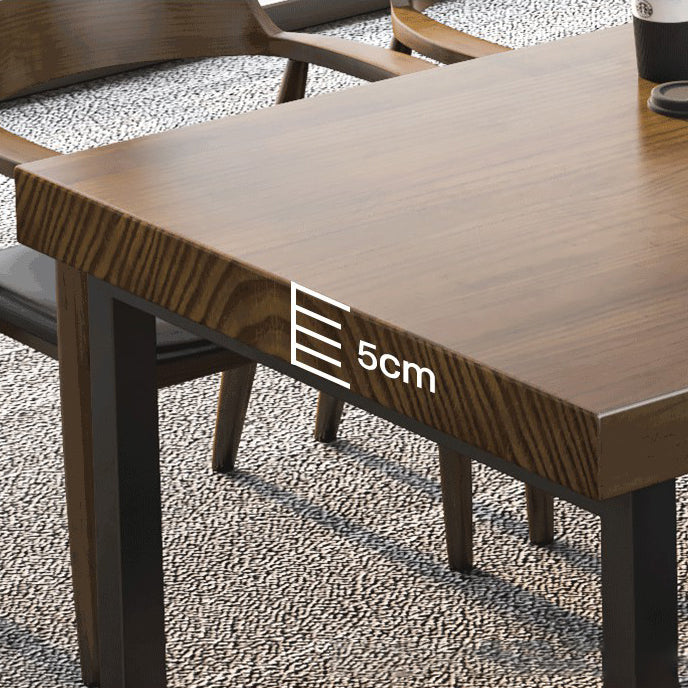 Industrial Solid Wood Dining¬†Room¬†Set with Rectangle Table and Metal Base Dining Table Furniture Clearhalo 'Dining Room Sets' 'Dining Tables & Seating' 'dining_room_set' 'furn' 'furn_dining_room_set' 'Furniture' 'furniture_dining_room_set' 'Kitchen & Dining Furniture' 'kitchen&dining_furn' 'kitchen' 3384966