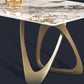 Modern Sintered Stone Dining Room Set with Rectangle Table and Gold Legs Formal Dining Set Clearhalo 'Dining Room Sets' 'Dining Tables & Seating' 'dining_room_set' 'furn' 'furn_dining_room_set' 'Furniture' 'furniture_dining_room_set' 'Kitchen & Dining Furniture' 'kitchen&dining_furn' 'kitchen' 3384982
