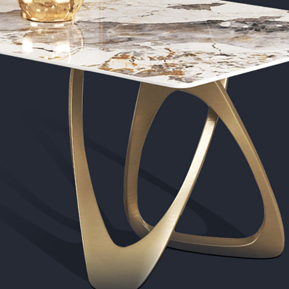 Modern Sintered Stone Dining Room Set with Rectangle Table and Gold Legs Formal Dining Set Clearhalo 'Dining Room Sets' 'Dining Tables & Seating' 'dining_room_set' 'furn' 'furn_dining_room_set' 'Furniture' 'furniture_dining_room_set' 'Kitchen & Dining Furniture' 'kitchen&dining_furn' 'kitchen' 3384982