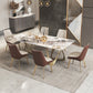 Modern Sintered Stone Dining Room Set with Rectangle Table and Gold Legs Formal Dining Set Clearhalo 'Dining Room Sets' 'Dining Tables & Seating' 'dining_room_set' 'furn' 'furn_dining_room_set' 'Furniture' 'furniture_dining_room_set' 'Kitchen & Dining Furniture' 'kitchen&dining_furn' 'kitchen' 3384994