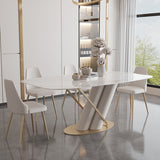 Modern Kitchen Dining Room Set Standard Height with Sintered Stone Top and Pedestal Base Table Set Clearhalo 'Dining Room Sets' 'Dining Tables & Seating' 'dining_room_set' 'furn' 'furn_dining_room_set' 'Furniture' 'furniture_dining_room_set' 'Kitchen & Dining Furniture' 'kitchen&dining_furn' 'kitchen' 3384999